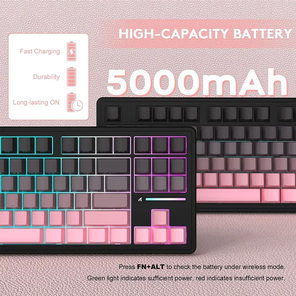 Клавіатура Attack Shark M87 Pro V2 Gradient Pink (AS-6972792470467-B) [166738] - фото 8