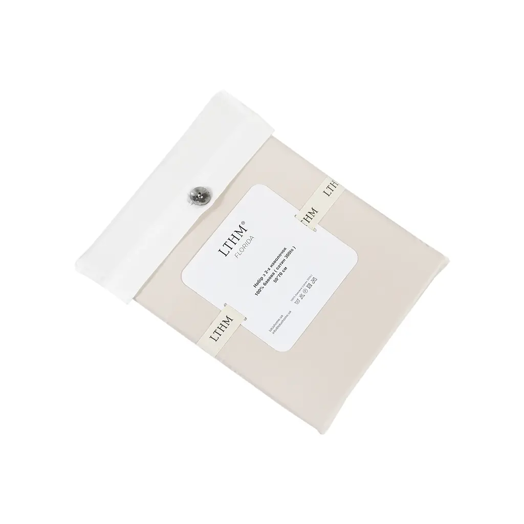 Наволочки с ушками сатин premium 300ТС Lotus Home - Florida бежевый 50x70+2,5 (2 шт) - фото 3