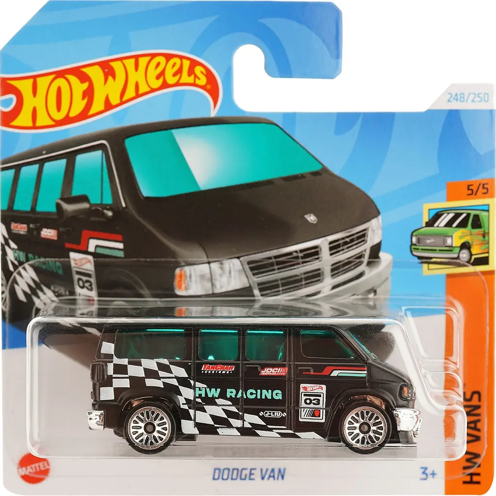 Набір: Базова машинка Hot Wheels HW Vans Dodge Van чорна (5785) + Базова машинка Hot Wheels HW Track Champs Rollin Solo блакитна (5785) - фото 2