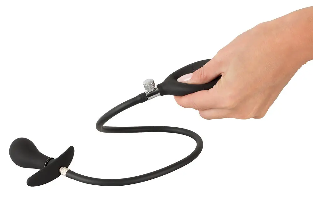 Анальна пробка Inflatable Plug 8 см (чорний) - фото 10