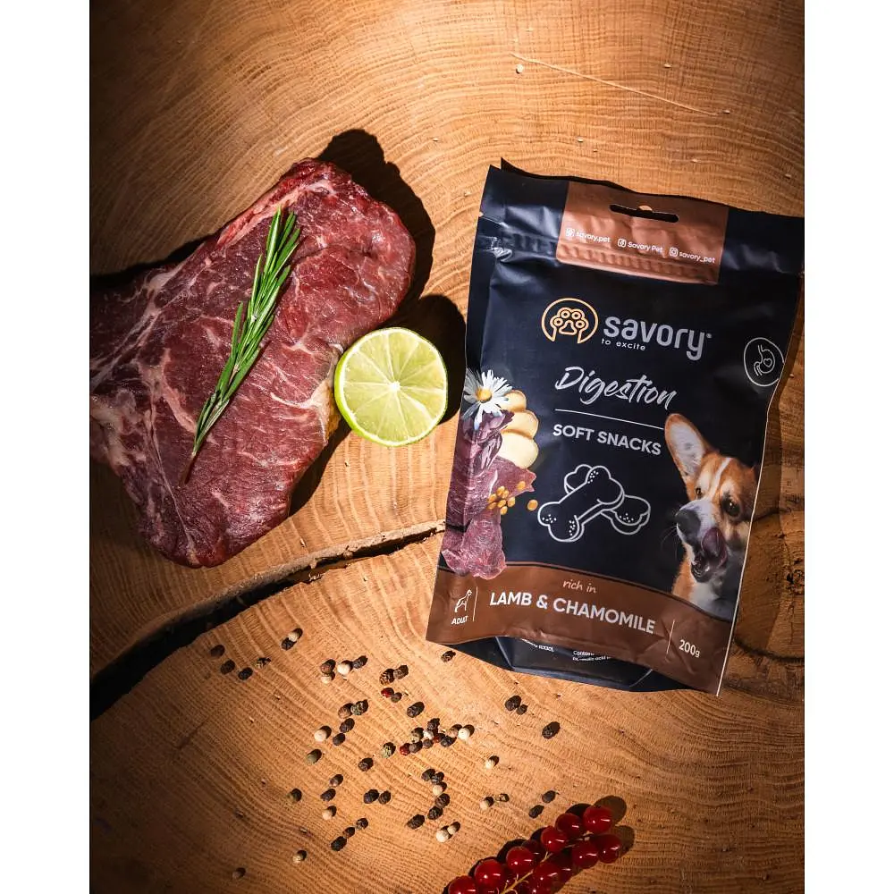 М'які ласощі для собак Savory для поліпшення травлення 200 г (ягня і ромашка) - фото 5