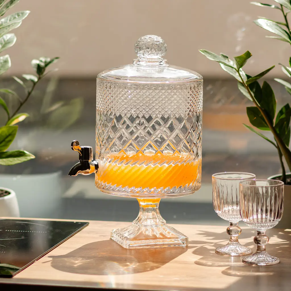 Лимонадница с краном на подставке стеклянная 4.5 л Прозрачный Yiwu HP-19-4 - фото 8