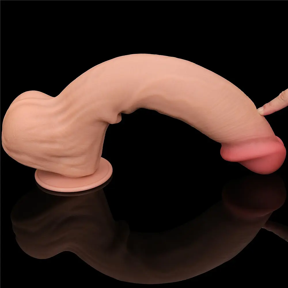 Фалоімітатор LoveToy Sliding-Skin Dual Layer Dong King Sized 36 см тілесний - фото 11