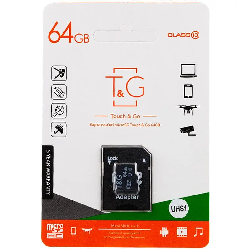 Карта памяти TG (UHS-1) microSDXC Class 10 - 64GB (с адаптером) Черный - фото 1
