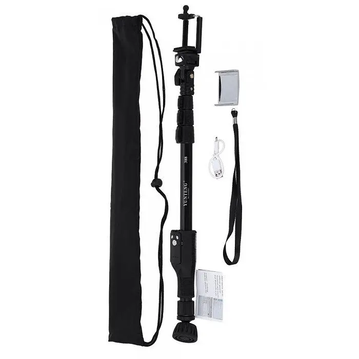 Монопод палиця штатив для селфі професійна Bluetooth пульт з Zoom Yunteng VCT-388 53-142 см чорний - фото 4