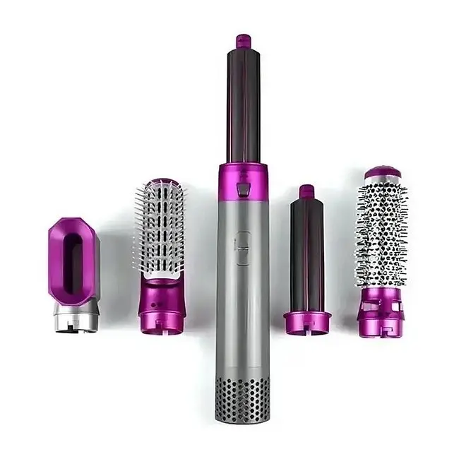 Стайлер фен щітка для волосся 5в1 Hair Brush в кейсі 1000Вт UKC 9234 Pink ТР - фото 6