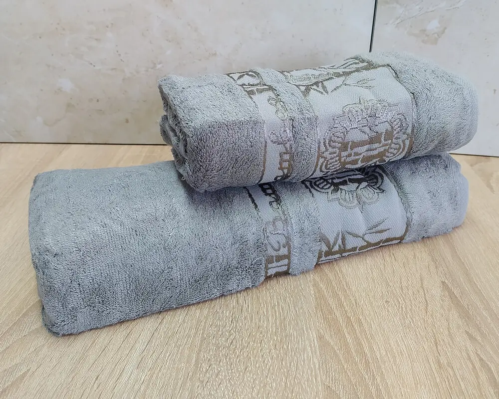 Набір турецьких бамбукових махрових рушників Cestepe 50х90+70х140 Bamboo Floral Gray - фото 2