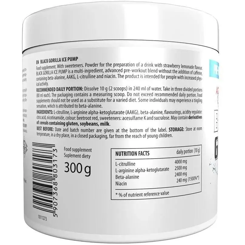 Передтренувальний комплекс ActivLab Black Gorilla Ice Pump Зелене яблуко 300 г - фото 2