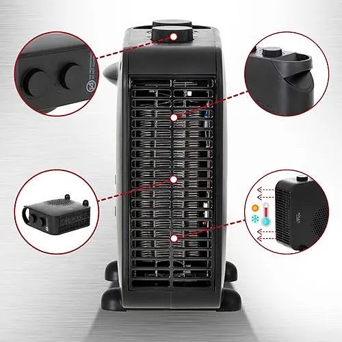 Тепловентилятор спіральний  Adler AD 7725 2000 Вт чорний - фото 4