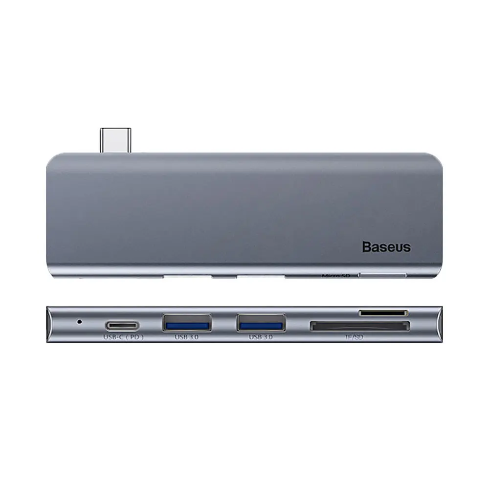Usb-хаб Baseus Harmonica Five-in-one Hub Adapter Серый - фото 3