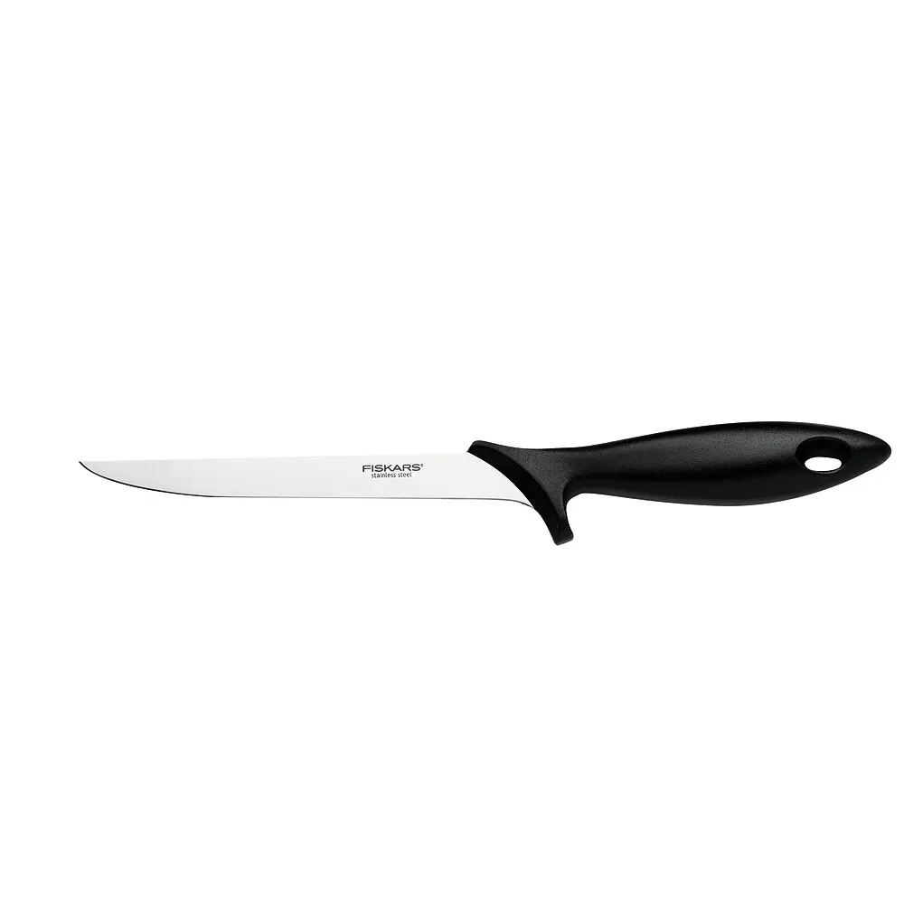 Нож кухонный Fiskars Essential филейный с гибким лезвием 17.6см, нержавеющая сталь, пластик, черный kuh0014599 - фото 2
