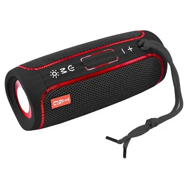 Портативна акумуляторна Bluetooth-колонка потужністю 10 Вт з підтримкою BT/USB/TF/FM, ремінцем та світловою анімацією, 16 см, TG 288, чорна - фото 4