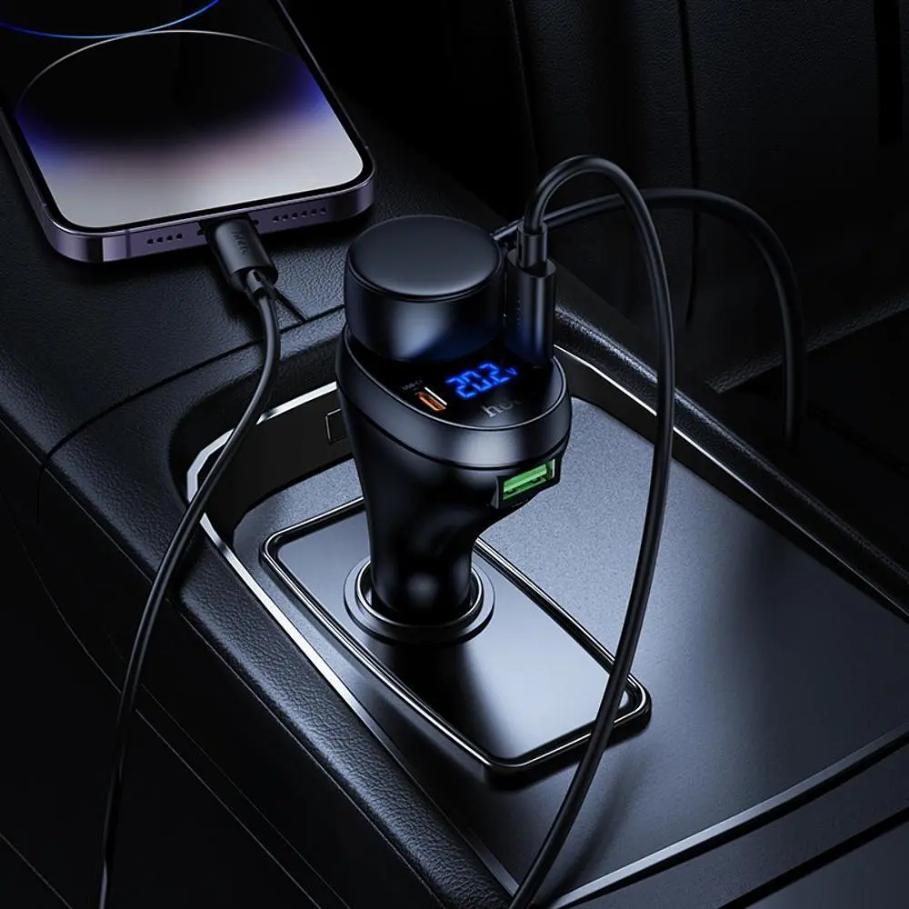 Автомобільний зарядний пристрій Hoco Z61А USB/2 Type-C PD 60W з роз'ємом прикурювача та дисплеєм чорний - фото 2