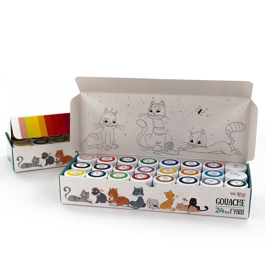 Набір гуашевих фарб Cats 24×20 мл ROSA Kids (4823098543091) - фото 3