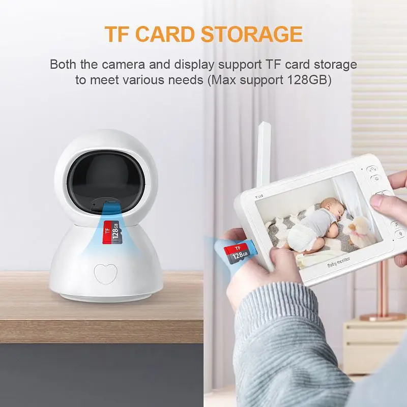 Видеоняня INQMEGA BM288 baby monitor беспроводная с большим 5" дюймовым монитором, датчик температуры, подсветка, запись видео (100933) - фото 2