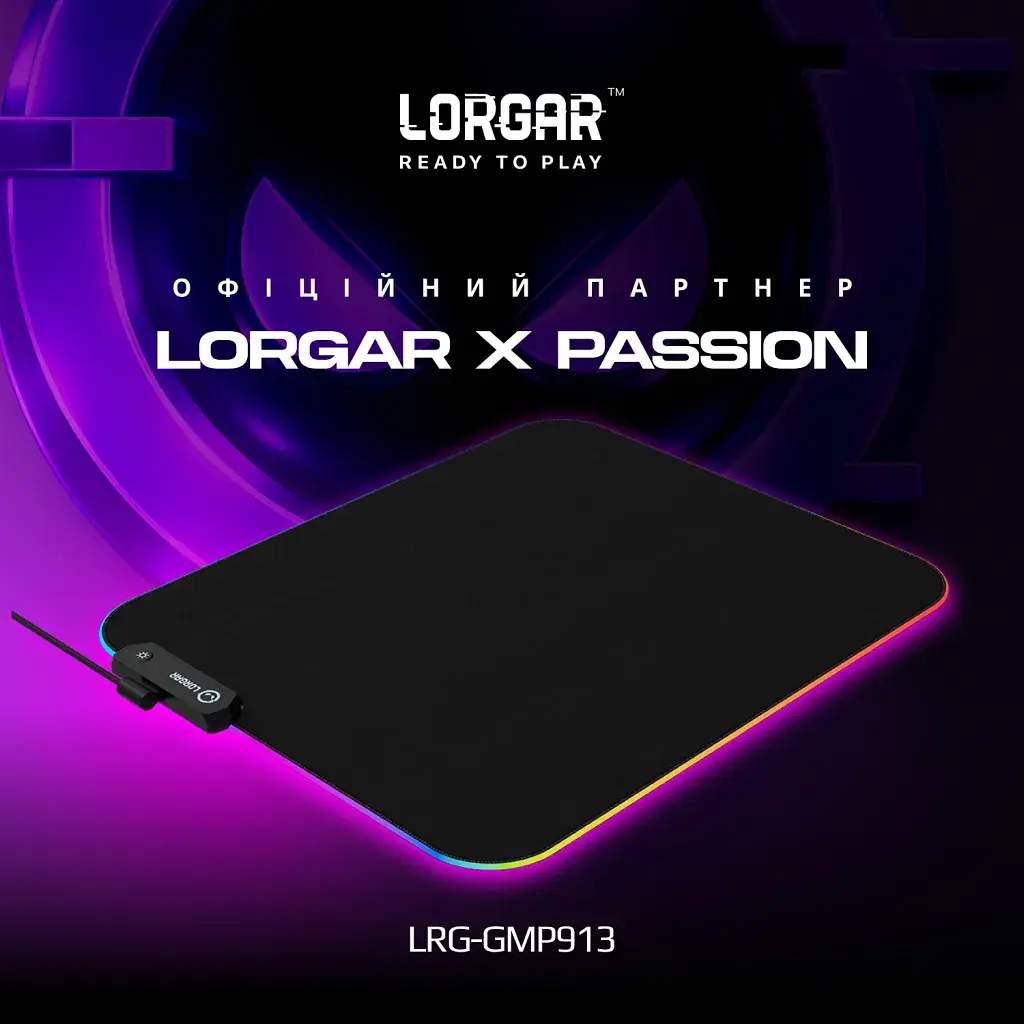 Килимок для мишки Lorgar Steller 913 RGB USB Black (LRG-GMP913) - фото 2