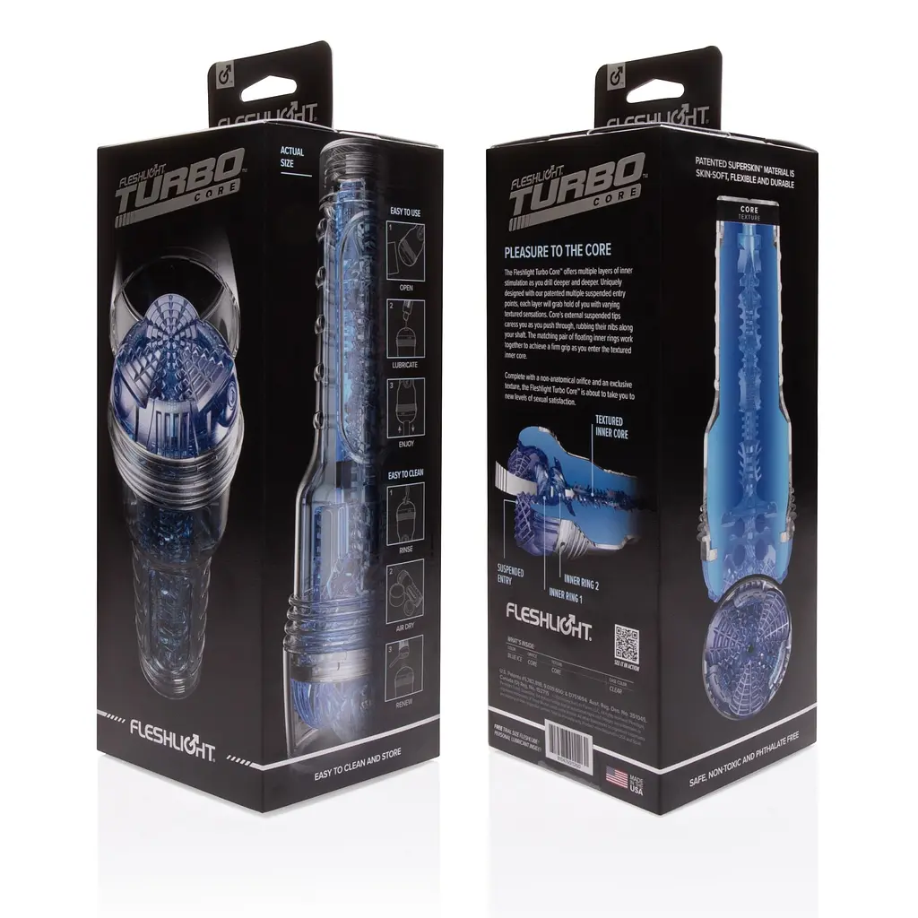Мастурбатор Fleshlight Turbo Core Blue Ice, оральний секс (глибоке горло) - фото 4