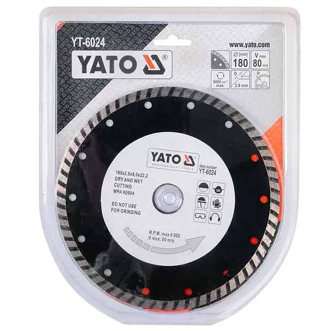 Диск алмазный турбо Yato Turbo Ø=180x8.0x22.2х2.8мм (YT-6024) - фото 2