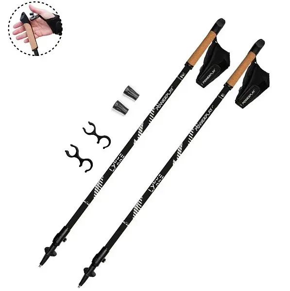 Палиці для скандинавської ходьби PowerPlay 9104 Lykke Black/White 80-135 см (пара) (PP_9104_LYKKE_Bl/White) - фото 2