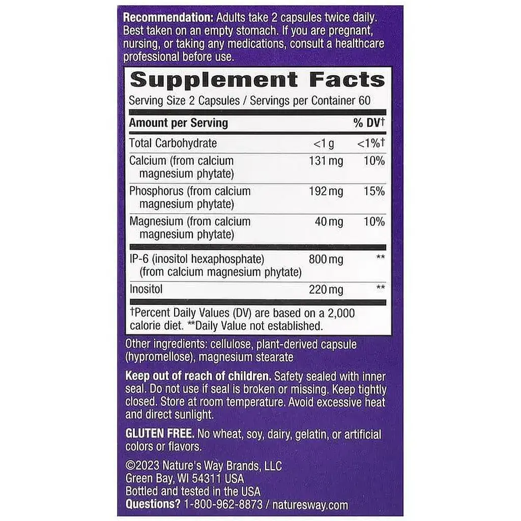 Фітинова кислота Nature's Way Cell Forte IP-6 & Inositol 120 веганських капсул - фото 3