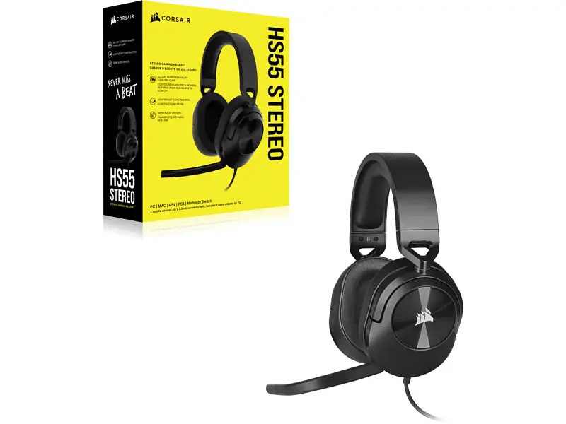 Навушники з мікрофоном Corsair HS55 Stereo Carbon (CA-9011260) - фото 5
