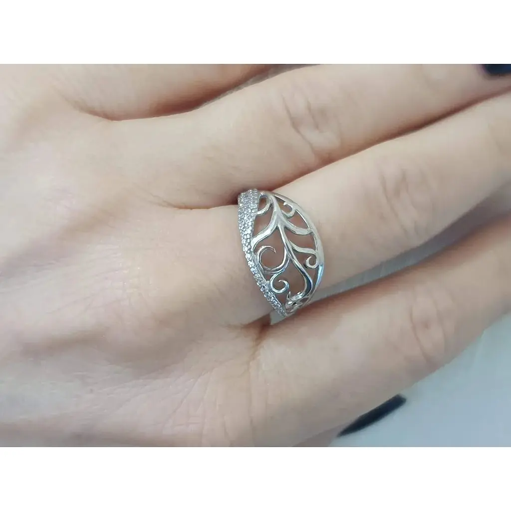 Срібне кільце Агні АРОМАТ з фіанітами. 1179/1Р-CZ 18 - фото 2