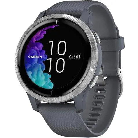 Спортивний годинник Garmin Venu Silver Stainless Steel Bezel w. Granite Blue and Silicone B. (010-02173-01/010-02173-03) - фото 2
