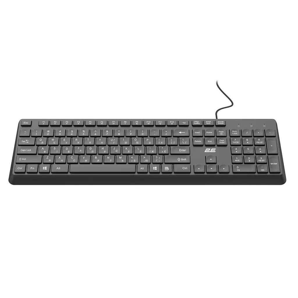 Клавіатура мембранна USB 2E KS-405 Black, 104key, USB-A, EN/UK - фото 7
