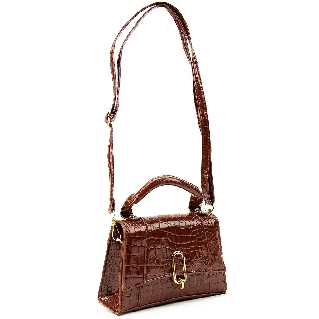 Каркасне невелике кросбоді з еко-шкіри Lilly P2-17068985C коричневе - фото 9