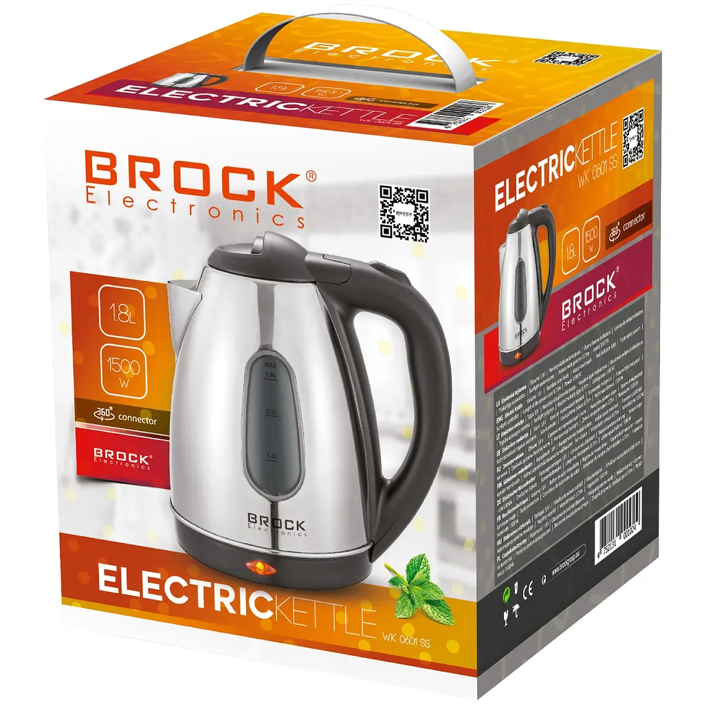 Електрочайник Brock WK 0601 SS 1500Вт/ 1.8л/ потрійна система безпеки/ нержавіюча сталь - фото 2