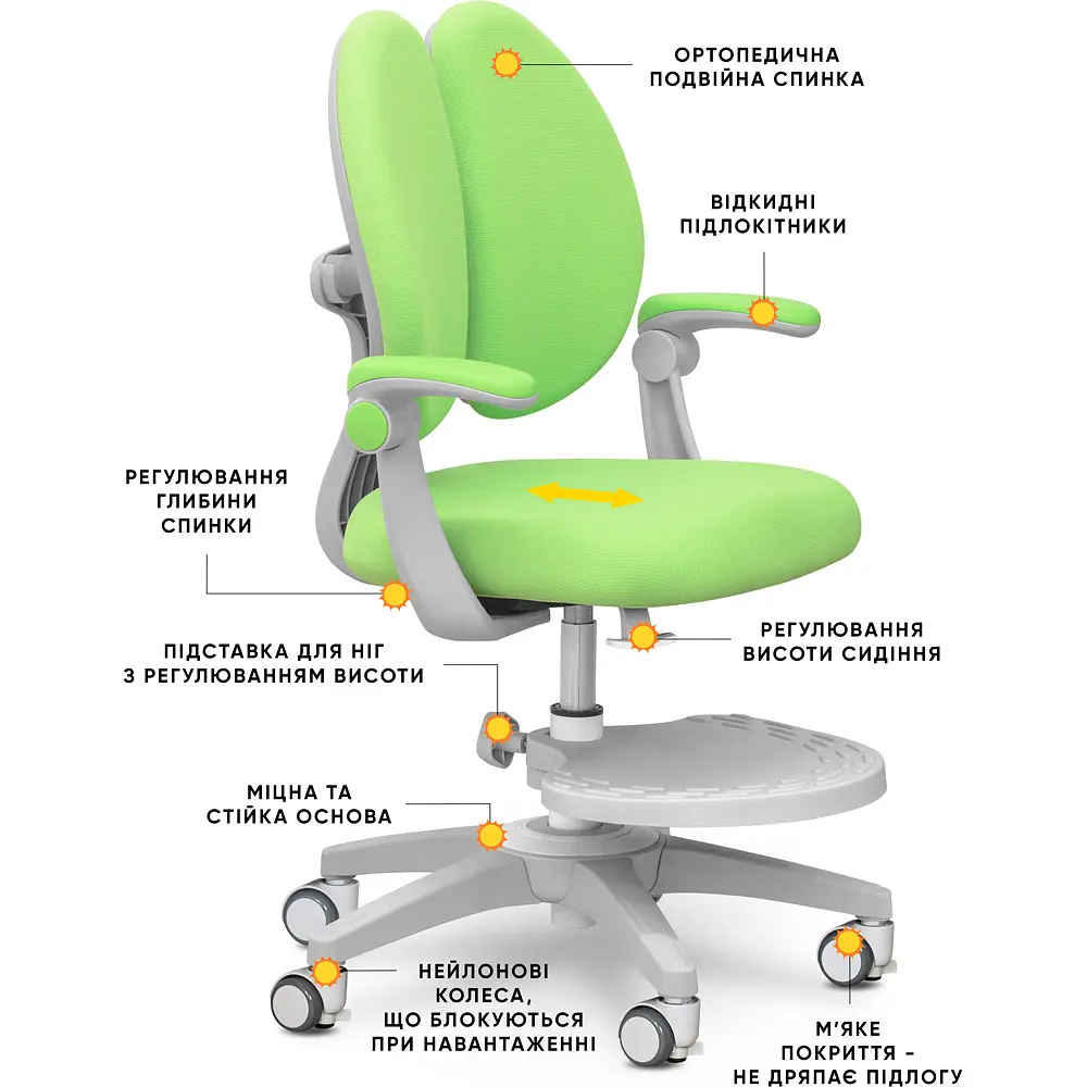 Дитяче крісло Mealux Sprint Duo Green (арт.Y-412 KZ) - фото 2