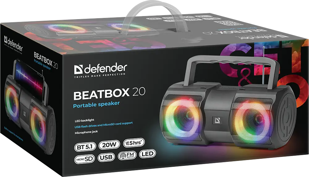 Портативна колонка Beatbox 20 20Вт, Black Defender teh0027067 - фото 5