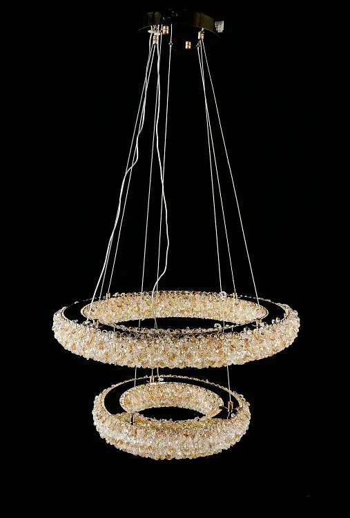 Підвісна світлодіодна кришталева люстра Splendid Ray L6356/600+400/2 LED, золото, 89 Вт, від 13-20 м² - фото 4