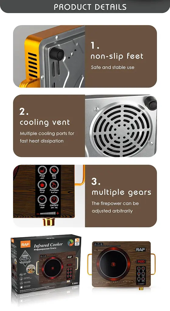 Інфрачервона настільна плита з таймером XPRO RAF-8004 (RAF-8004_954) - фото 7