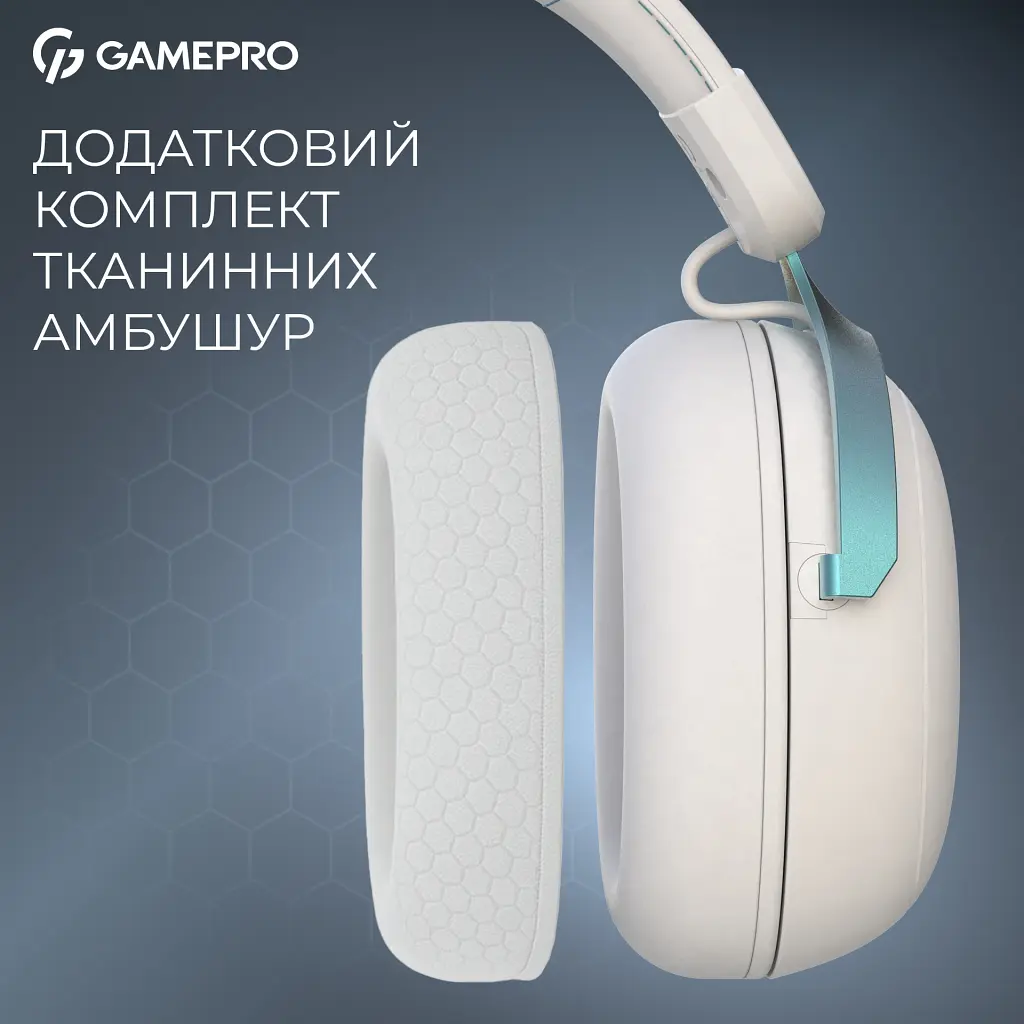 Навушники GamePro Asgard Freya Pro Wireless White/Blue (HSW201WB) - фото 11