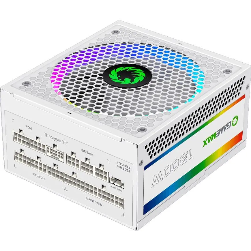 Блок питания GameMax 1300W ATX3.1 80+ Platinum RGB White (RGB-1300 WH (ATX3.0/3.1 PCIe5.) - фото 6