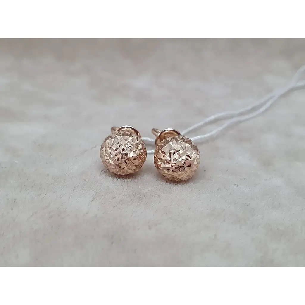 Золотые серьги-пуссеты Favoritum с алмазной гранью. 210115_7_А - фото 3