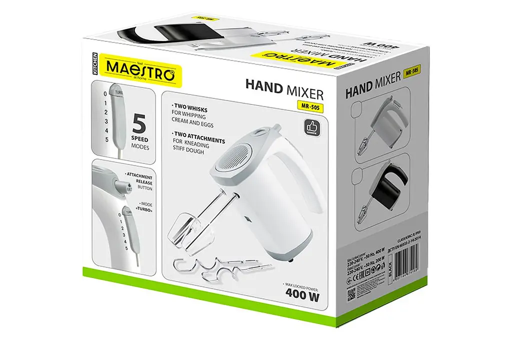 Миксер ручной погружной кухонный Maestro MR-505-BLACK 400Вт черно-серый - фото 5