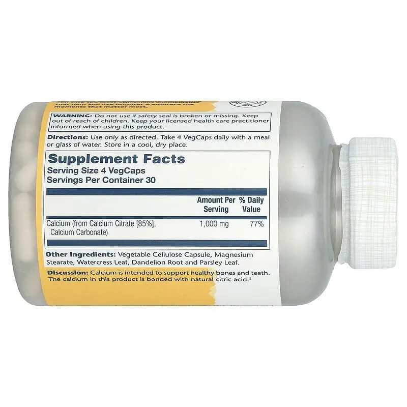 Вітаміни та мінерали Solaray Calcium Citrate 1000 mg, 120 вегакапсул - фото 2