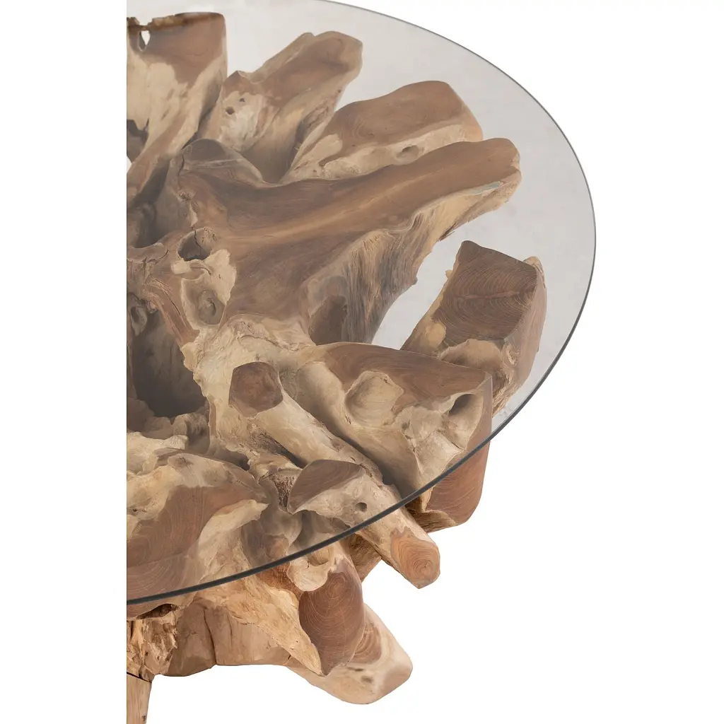 Кофейный столик J-line на большом массиве дерева ручной работы D-90 см. (20977) - фото 2