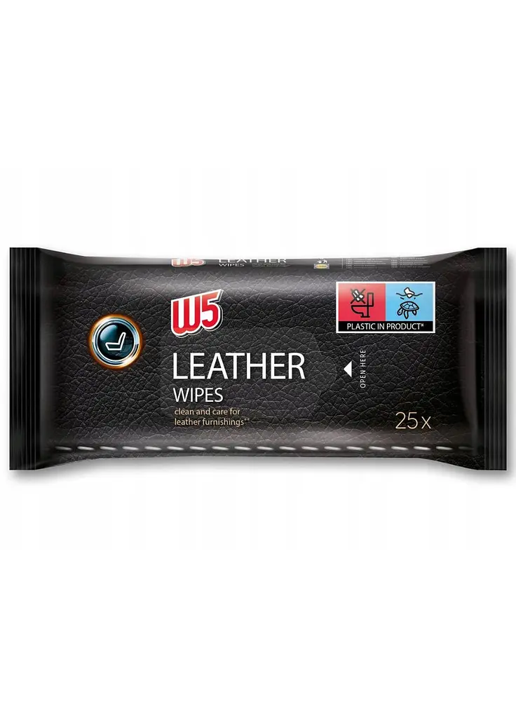 Серветки для шкіряних поверхонь W5 Leather Wipes 25шт