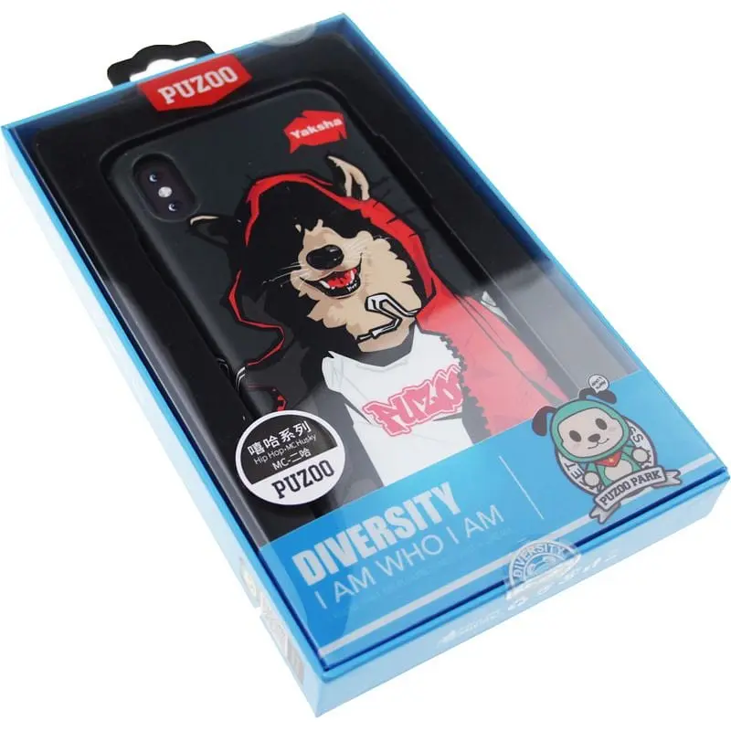 Чохол-накладка PUZOO TPU Glossy Surface IMD Hip Hop iPhone X MC Husky Black - фото 2