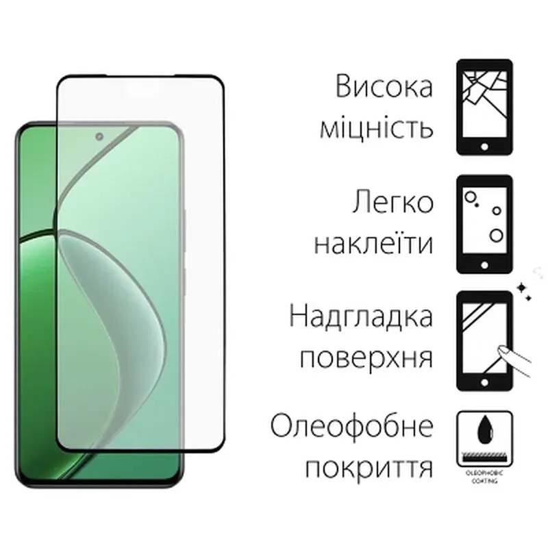 Скло захисне Dengos Full Glue Realme 12 4G Black (TGFG-415) - фото 2