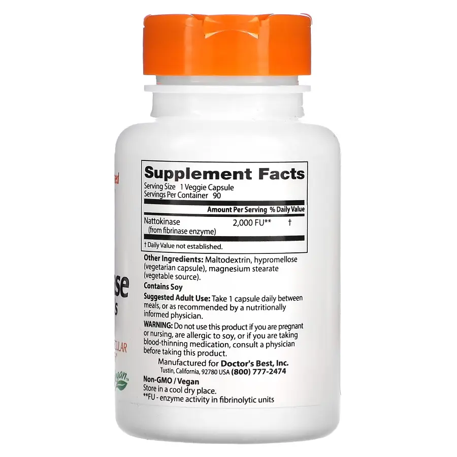 Натуральная добавка Doctor's Best Nattokinase, 90 вегакапсул - фото 2