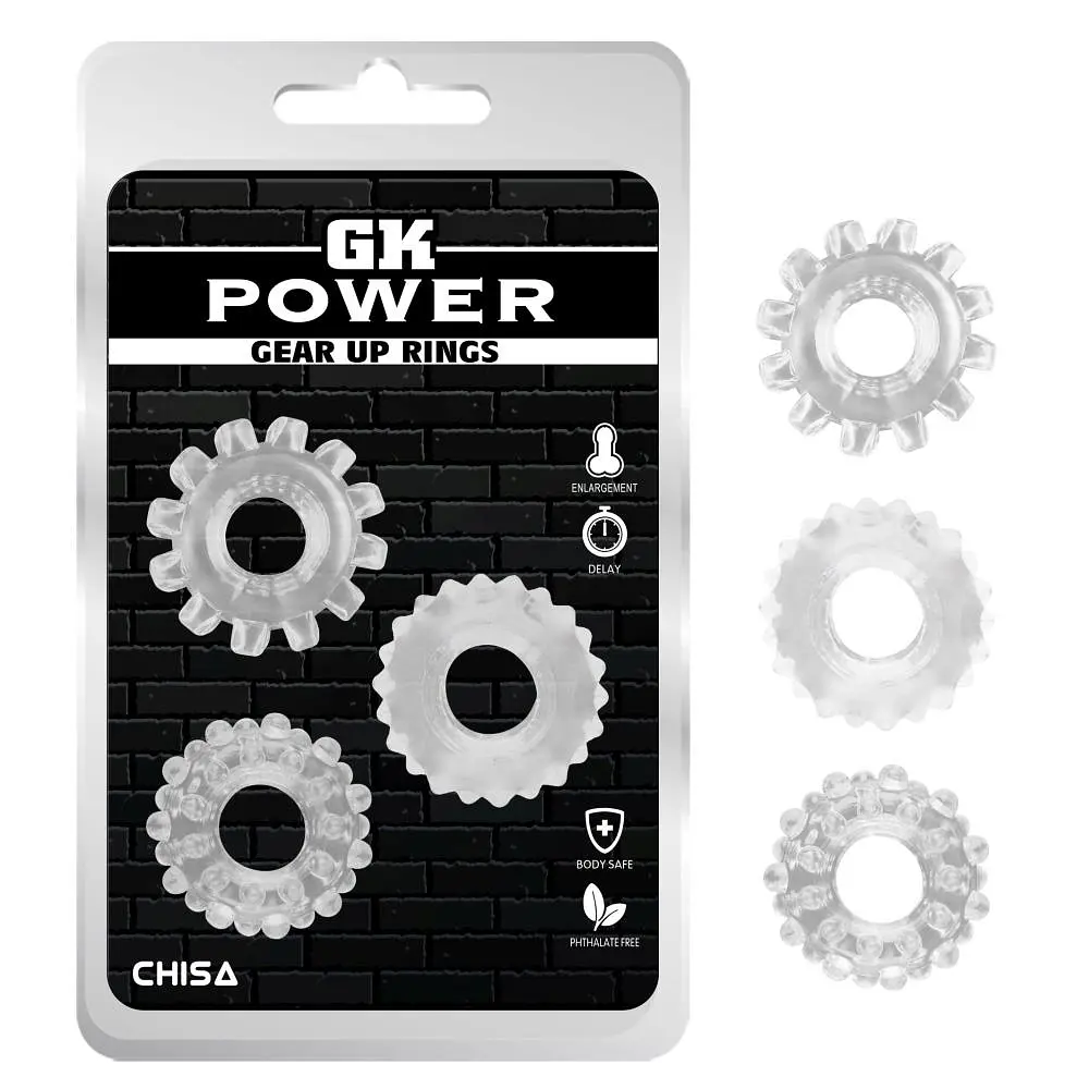 Набір ерекційних кілець GK Power Gear Up Rings Clear 3 шт. прозорий - фото 2