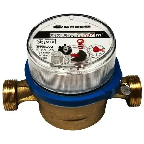 Лічильник холодної води Gross ETK-UA 15Х/110 Ду 15 з гайками 30412 - фото 2
