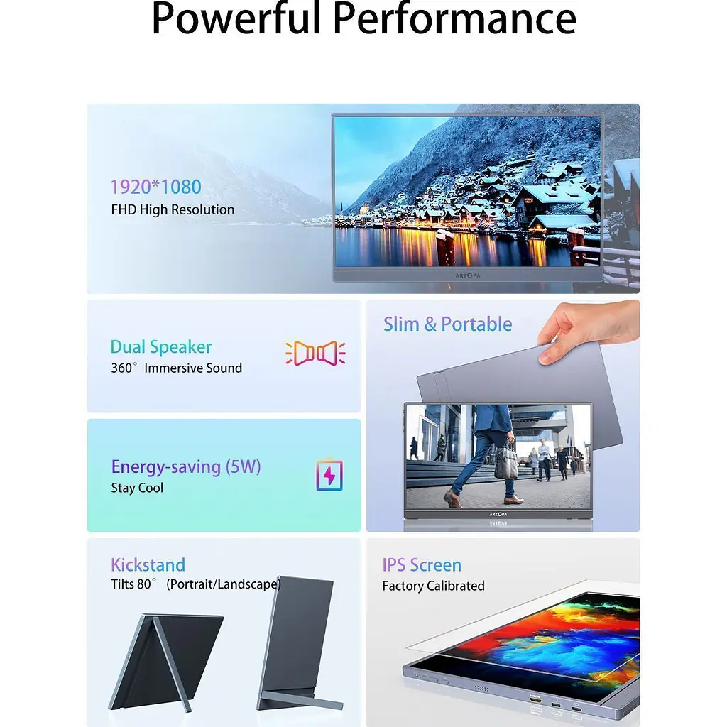 Портативний монітор Arzopa 14" A1S Grey EU [157117] - фото 9