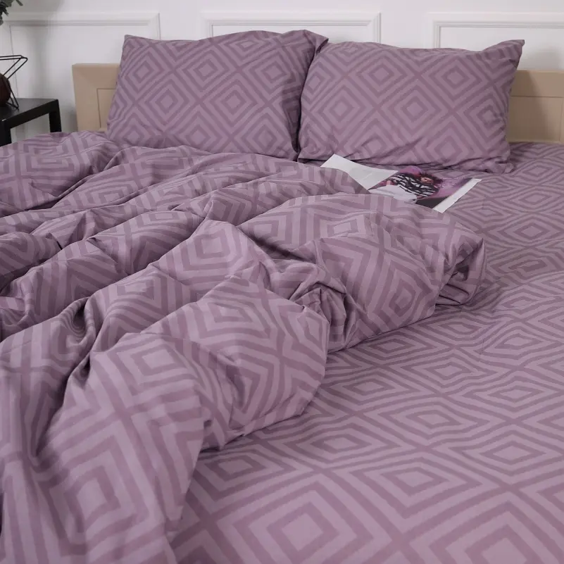 Простирадло MirSon Бязь 17-0626 Geometry Purple 220х150 см (2200008205423) - фото 4