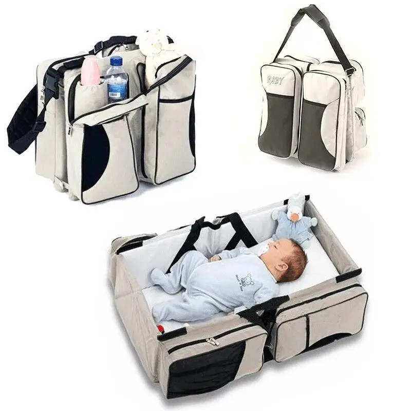 Багатофункціональна складана сумка – ліжко для перенесення дитини Ganen baby bed and bag Бежева