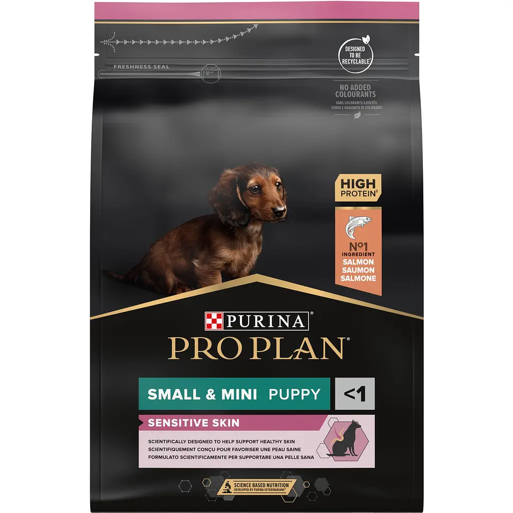 Сухий корм для цуценят дрібних порід із чутливою шкірою Purina Pro Plan Puppy Small&Mini, з лососем, 3 кг - фото 2
